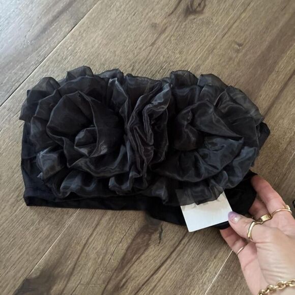 NWT ZARA Organza Bandeau Crop Flower Maxi Top size M - Picture 3 of 7